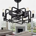 Warehouse Of Tiffany Warehouse of Tiffany CFL-8374REMO 32 in. Usard 8-Light Lighted Ceiling Fan Fandelier; Black CFL-8374REMO